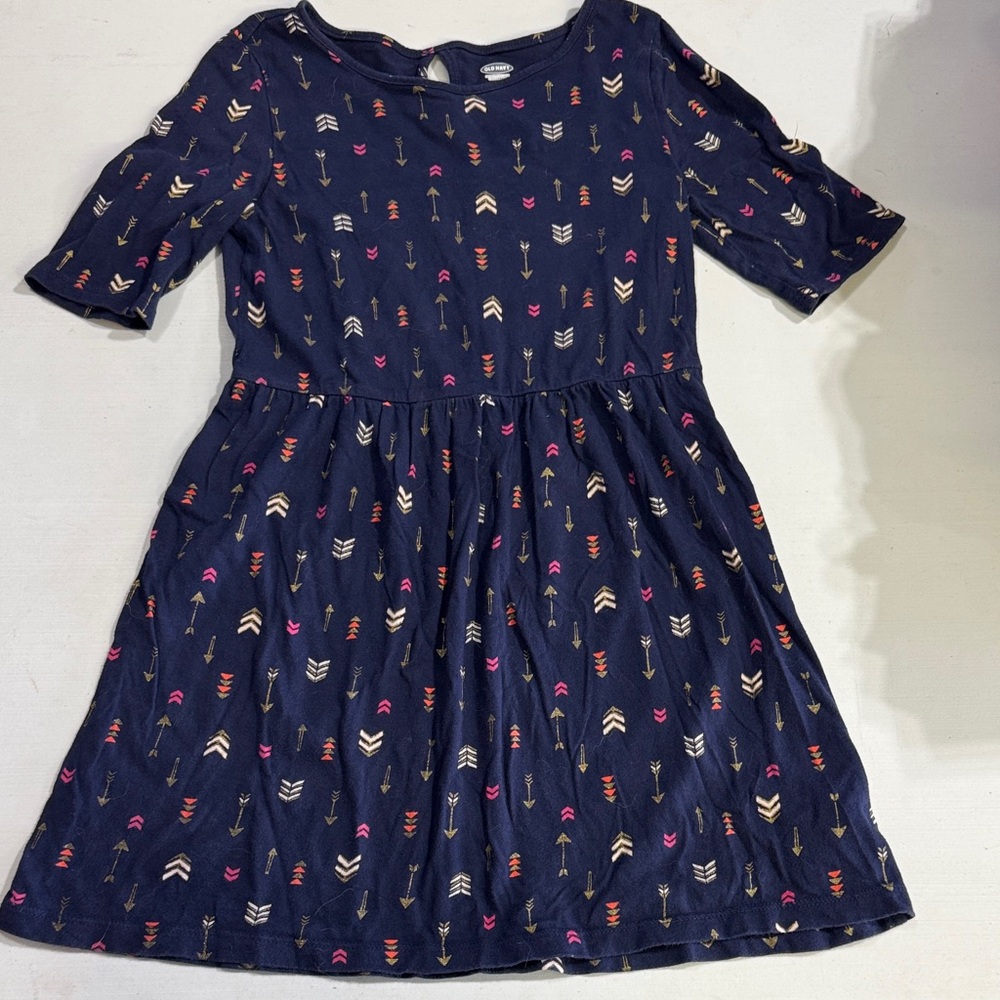 Old Navy Navy Dress with Multicolor Arrow Design
